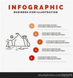 Nature, hill, landscape, mountain, scene Infographics Template for Website and Presentation. Line Gray icon with Orange infographic style vector illustration. Vector EPS10 Abstract Template background