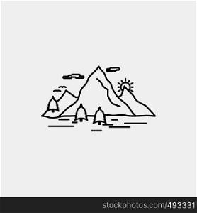 Nature, hill, landscape, mountain, scene Line Icon. Vector isolated illustration. Vector EPS10 Abstract Template background
