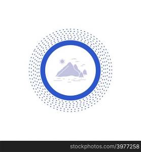 Nature, hill, landscape, mountain, sun Glyph Icon. Vector isolated illustration