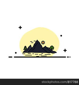 Nature, hill, landscape, mountain, tree Flat Color Icon Vector