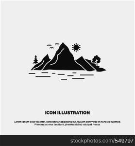 Nature, hill, landscape, mountain, tree Icon. glyph vector gray symbol for UI and UX, website or mobile application. Vector EPS10 Abstract Template background