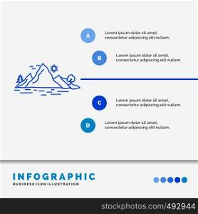 Nature, hill, landscape, mountain, tree Infographics Template for Website and Presentation. Line Blue icon infographic style vector illustration. Vector EPS10 Abstract Template background