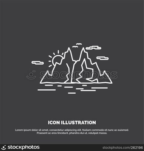 Nature, hill, landscape, mountain, water Icon. Line vector symbol for UI and UX, website or mobile application