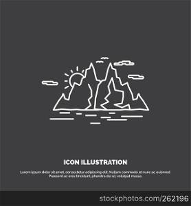 Nature, hill, landscape, mountain, water Icon. Line vector symbol for UI and UX, website or mobile application