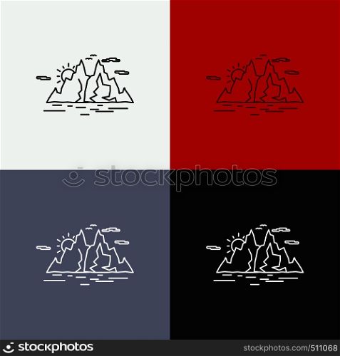 Nature, hill, landscape, mountain, water Icon Over Various Background. Line style design, designed for web and app. Eps 10 vector illustration. Vector EPS10 Abstract Template background