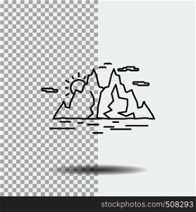 Nature, hill, landscape, mountain, water Line Icon on Transparent Background. Black Icon Vector Illustration. Vector EPS10 Abstract Template background