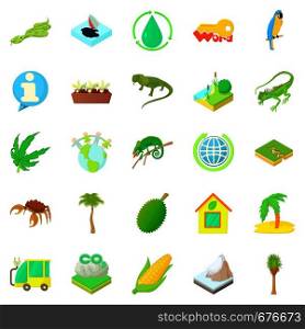 Nature icons set. Cartoon set of 25 nature vector icons for web isolated on white background. Nature icons set, cartoon style