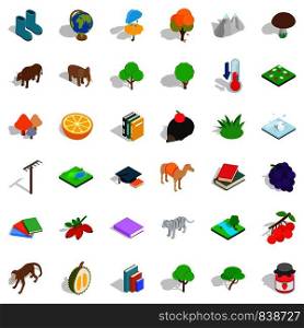 Nature icons set. Isometric style of 36 nature vector icons for web isolated on white background. Nature icons set, isometric style