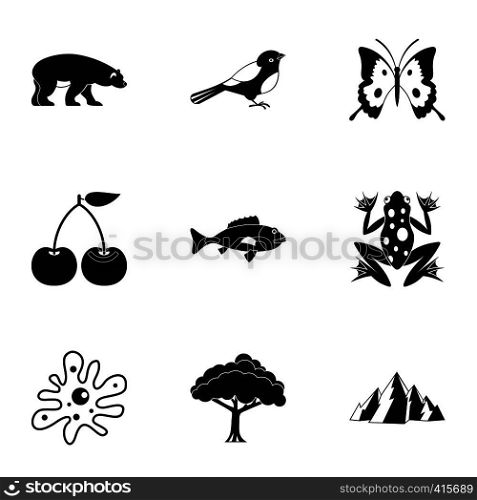Nature icons set. Simple illustration of 9 nature vector icons for web. Nature icons set, simple style
