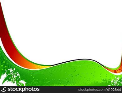 Nature inspired background with flowing lines in green and orange