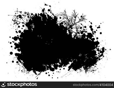 Nature inspired grunge blob with ink splat design and copy space