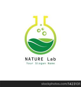 Nature Lab Logo Design Concept Vector. Creative Lab with leaf Logo Template