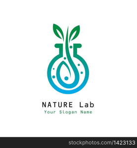 Nature Lab Logo Design Concept Vector. Creative Lab with leaf Logo Template