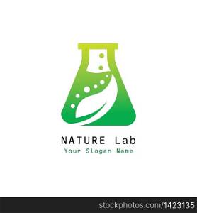 Nature Lab Logo Design Concept Vector. Creative Lab with leaf Logo Template