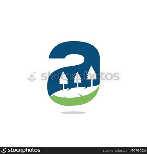 Nature landscape icon letter A logo design.