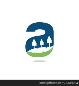 Nature landscape icon letter A logo design.