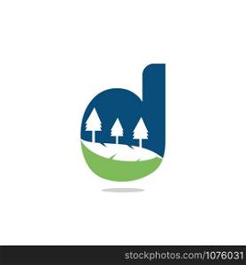 Nature landscape icon letter D logo design.