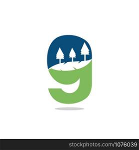 Nature landscape icon letter G logo design.