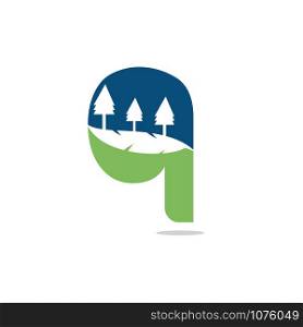 Nature landscape icon letter q logo design.