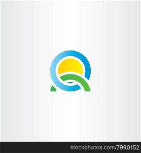 nature landscape icon letter q logo design