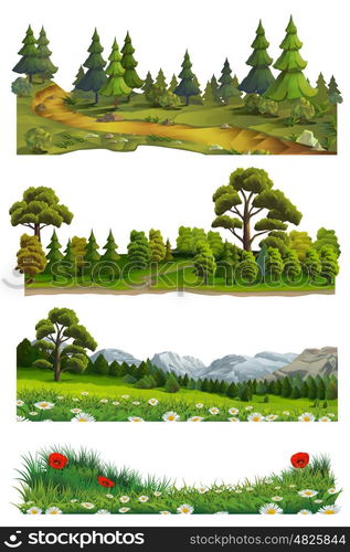 Nature landscape, vector set