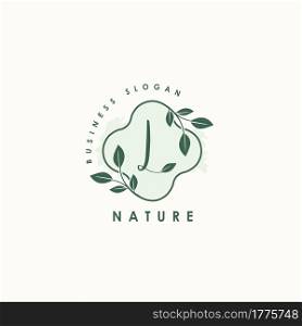 Nature Letter L logo. Green vector logo design botanical floral leaf with initial letter logo icon for nature business.