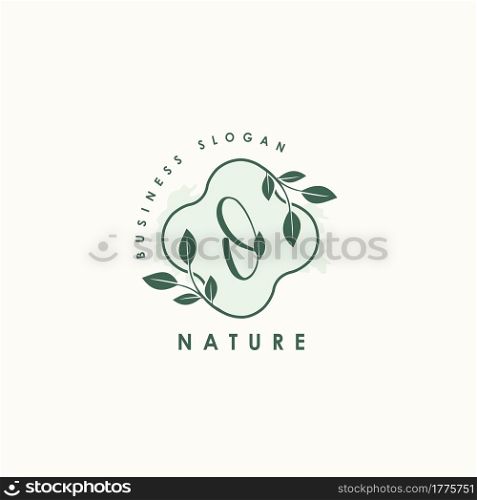 Nature Letter O logo. Green vector logo design botanical floral leaf with initial letter logo icon for nature business.