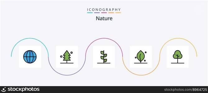 Nature Line Filled Flat 5 Icon Pack Including . leaf. nature
