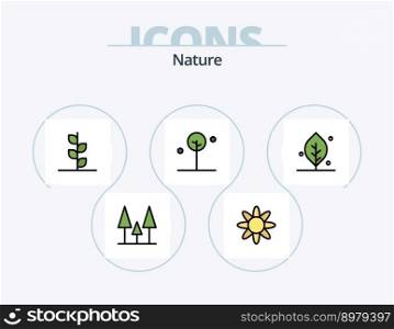 Nature Line Filled Icon Pack 5 Icon Design. plant. desert. nature. cactus. globe