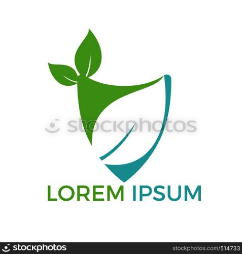 Nature logo design. Green tropical leaves icon. Tree foliage logotype template.