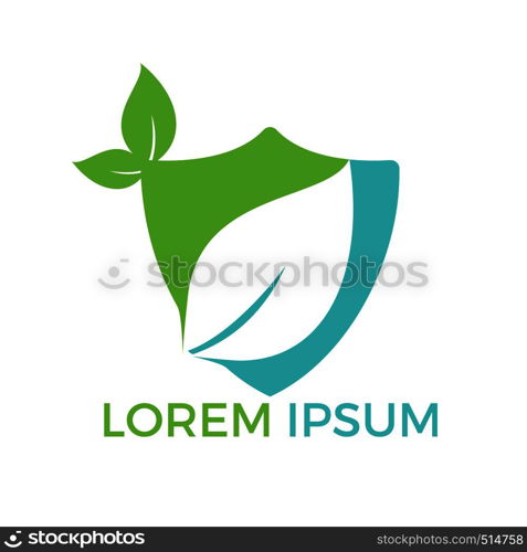 Nature logo design. Green tropical leaves icon. Tree foliage logotype template.