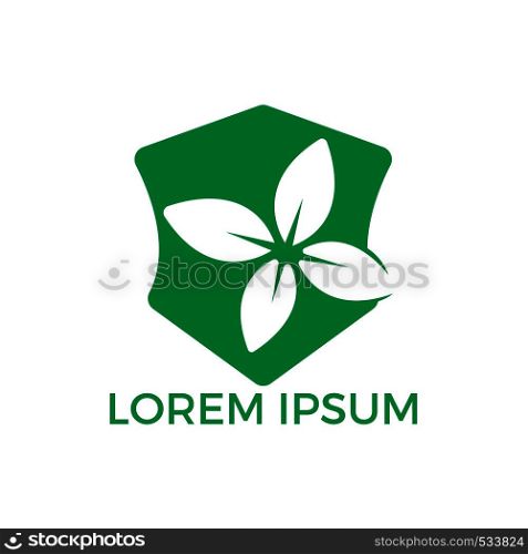 Nature logo design. Green tropical leaves icon. Tree foliage logotype template.