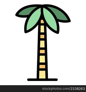 Nature palm tree icon. Outline nature palm tree vector icon color flat isolated. Nature palm tree icon color outline vector