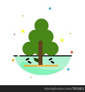 Nature, Pine, Spring, Tree Abstract Flat Color Icon Template