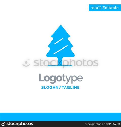 Nature, Pine, Spring, Tree Blue Solid Logo Template. Place for Tagline