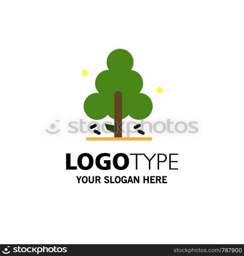Nature, Pine, Spring, Tree Business Logo Template. Flat Color