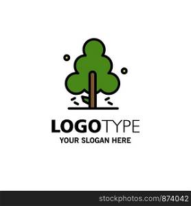 Nature, Pine, Spring, Tree Business Logo Template. Flat Color