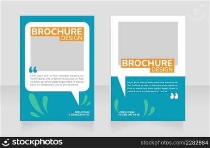 Nature protection blank brochure design. Template set with copy space for text. Premade corporate reports collection. Editable 2 paper pages. Nunito ExtraBold, SemiBold, Regular fonts used. Nature protection blank brochure design