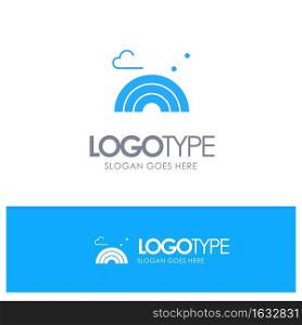 Nature, Rainbow, Spring, Wave Blue Solid Logo with place for tagline