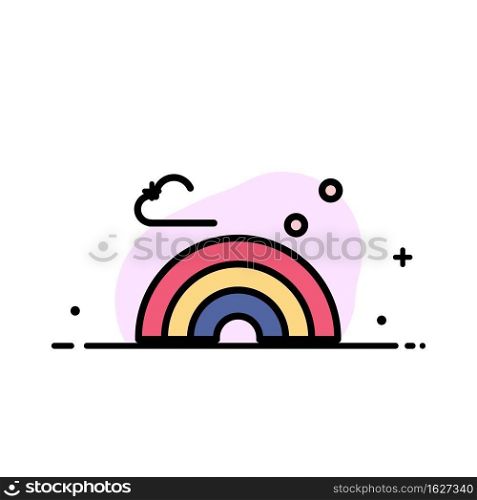 Nature, Rainbow, Spring, Wave  Business Flat Line Filled Icon Vector Banner Template