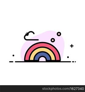 Nature, Rainbow, Spring, Wave  Business Flat Line Filled Icon Vector Banner Template