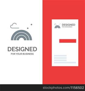 Nature, Rainbow, Spring, Wave Grey Logo Design and Business Card Template