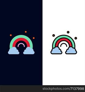 Nature, Rainbow, Spring, Wave Icons. Flat and Line Filled Icon Set Vector Blue Background