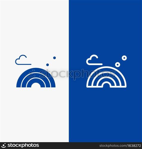 Nature, Rainbow, Spring, Wave Line and Glyph Solid icon Blue banner Line and Glyph Solid icon Blue banner