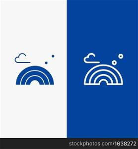 Nature, Rainbow, Spring, Wave Line and Glyph Solid icon Blue banner Line and Glyph Solid icon Blue banner