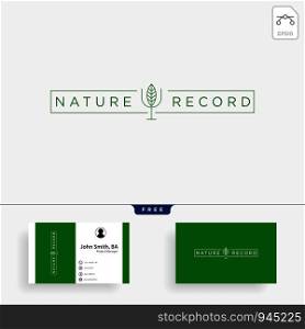 nature record leaf studio line badge simple logo template vector illustration icon element with business card. nature record leaf studio line badge simple logo template vector illustration icon element