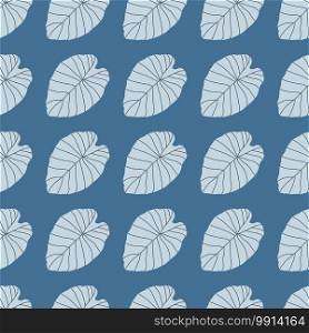 Nature seamless doodle pattern with light blue contoured leaves. Foliage print with bright background. Designed for wallpaper, textile, wrapping paper, fabric print. Vector illustration.. Nature seamless doodle pattern with light blue contoured leaves. Foliage print with bright background.