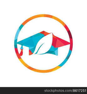 Nature student vector logo template. Leaf with graduation hat logo template vector icon design. 