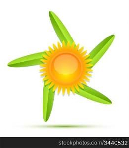 Nature sun and leaves icon