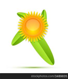 Nature sun and leaves icon